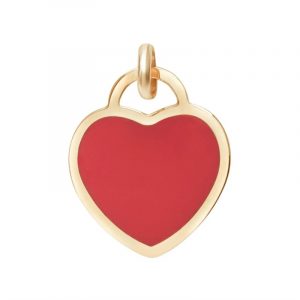 Heart with Red Enamel Inlay Pendant Italian 10KT/17MM