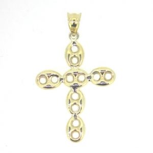 Puffed Mariner Link Cross Pendant 10KT/26MM
