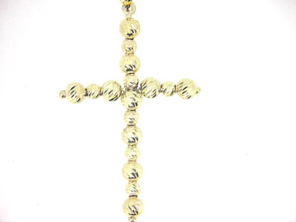 3-4MM D.Cut Moon Bead Cross Pendant 10KT/40MM    *CLEARANCE-FINAL SALE*