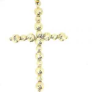 3-4MM D.Cut Moon Bead Cross Pendant 10KT/40MM    *CLEARANCE-FINAL SALE*