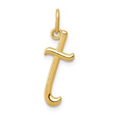 T Initial Lower Case Script Pendant 10KT/9MM