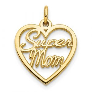 SUPER MOM   Heart Pendant 10KT/16MM