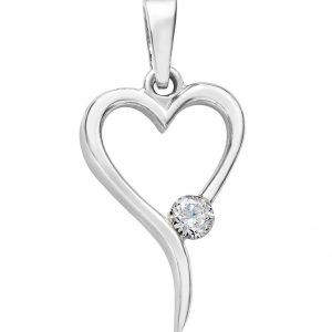 Modern Heart with Cubic Zirconia Pendant 10KT WG/16MM