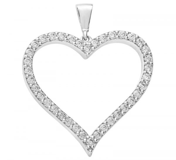 Open Heart with Cubic Zirconia Pave Pendant 10KT WG/22MM   *CLEARANCE-FINAL SALE*