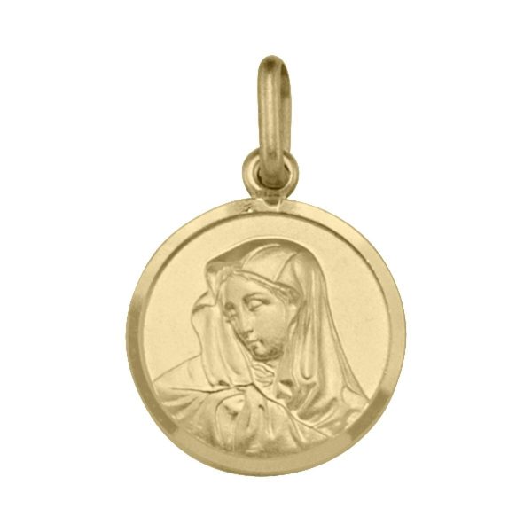 Madonna Round Medallion Pendant Italian 10KT/14MM