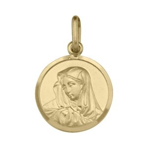Madonna Round Medallion Pendant Italian 10KT/14MM