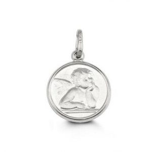 Small Round Baby Angel Medal Italian 10KT WG/11MM     *CLEARANCE-FINAL SALE*