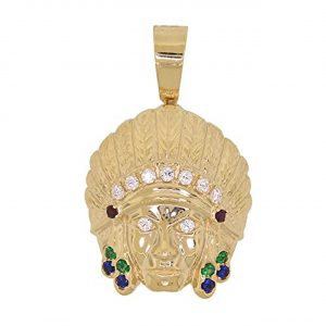 Multi Coloured Sim. Stone & Cubic Zirconia Indigenous Pendant 10KT/23MM   *CLEARANCE-FINAL SALE*