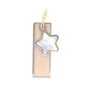 Baby Sized Engravable Bar w/ Dangle Mother of Pearl Star 10KT/15MM     *CLEARANCE-FINAL SALE*
