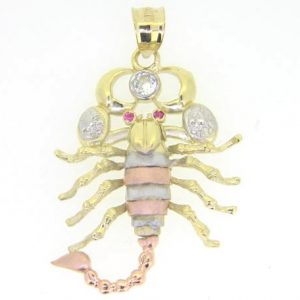 Scorpion w/ Cubic Zirconia & Sim. Stone Eyes Pendant 10KT TC/42MM   *CLEARANCE-FINAL SALE*