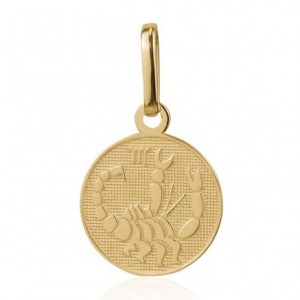 Zodiac Round Disc Pendant Engravable 10KT 12MM/SCORPIO