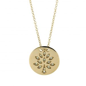 Tree of Life Cut Out Design Slider Pendant w/ Cubic Zirconia & 18" Chain 10KT/15MM   *CLEARANCE-FINAL SALE*