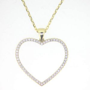 Sim. Stone Rainbow Open Heart Reversible Pendant with 18" Chain 10KT/25MM  *CLEARANCE- FINAL SALE*