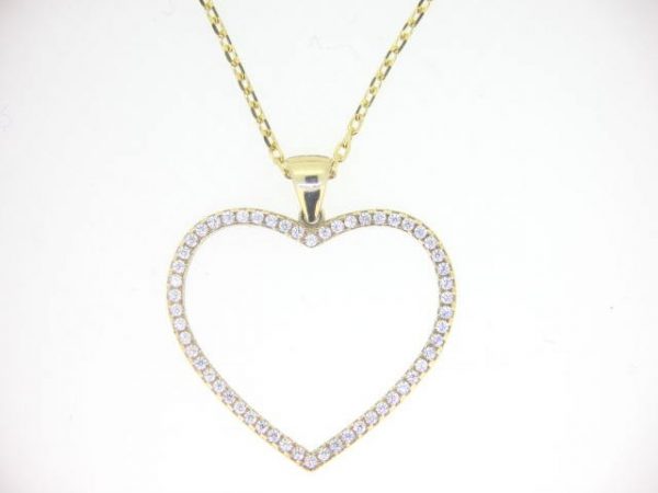 Sim. Stone Rainbow Open Heart Reversible Pendant with 18" Chain 10KT/25MM  *CLEARANCE- FINAL SALE*