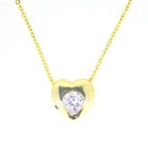 Heart Slider  Cubic Zirconia with 16" Chain 10KT/10MM