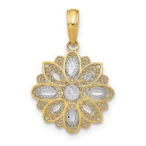 Flower Filigree Pendant 14KT TT/15MM