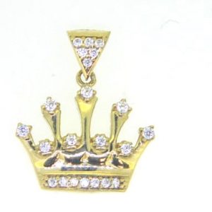 Crown with Cubic Zirconia Pendant 10KT/17MM   *CLEARANCE-FINAL SALE*