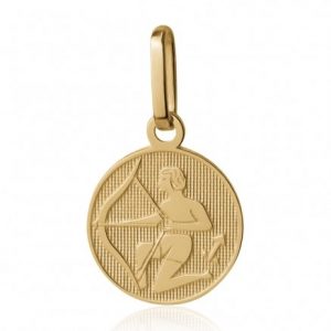 Sagittarius Zodiac Round Disc Pendant Engravable 10KT 12MM/Sagittarius