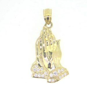 Prayer Hands with Cubic Zirconia 10KT/20MM
