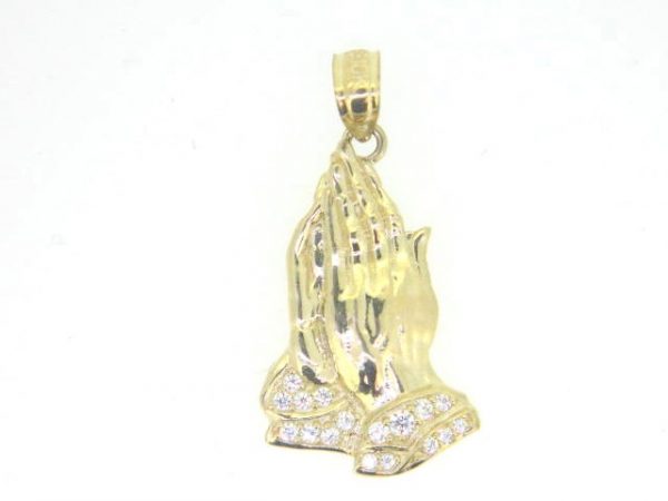 Prayer Hands with Cubic Zirconia 10KT/20MM