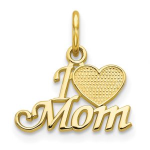 I Love Mom with Heart Pendant 10KT