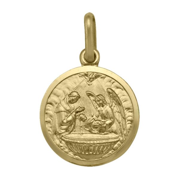 Small Round Baptismal Medal Italian10KT/12MM