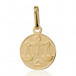 Libra Zodiac Round Disc Pendant Engravable 10KT 12MM/Libra