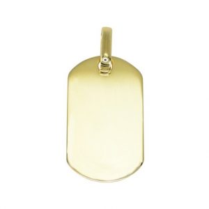 High Polish Classic Dog Tag Pendant Engravable 10KT/24MM