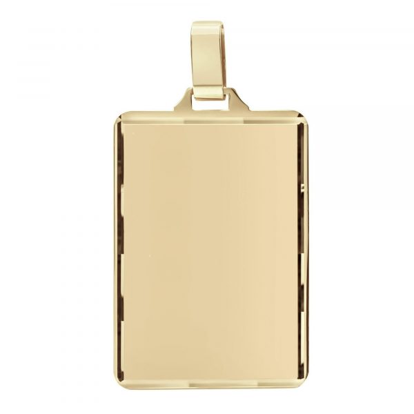 High Polish w/ D.Cut Trim Rectangle Dog Tag Pendant 10KT/22X15MM  *Engravable