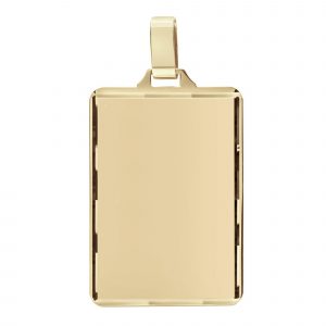 High Polish w/ D.Cut Trim Rectangle Dog Tag Pendant 10KT/22X15MM  *Engravable