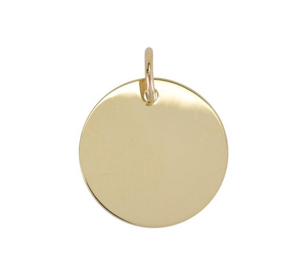 Round High Polish Disc Engravable Pendant 10KT/20MM