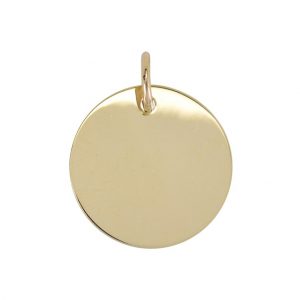 Round High Polish Disc Engravable Pendant 10KT/20MM