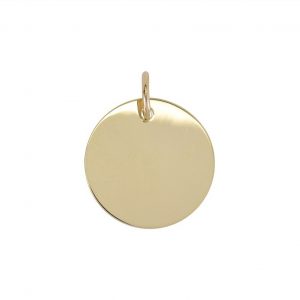 Round High Polish Disc Engravable Pendant 10KT/17MM