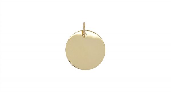 Round High Polish Disc Engravable Pendant 10KT/17MM