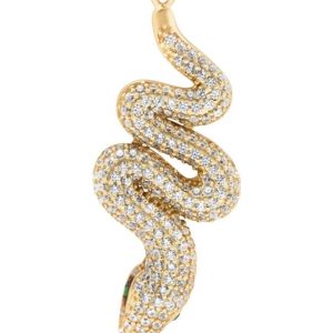 Snake with Cubic Zirconia Pave & Sim.Stone Eyes Pendant 10KT/35MM