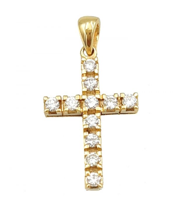 3MM Cubic Zirconia Cross Pendant 10KT/21MM    *CLEARANCE-FINAL SALE*