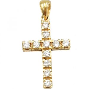 3MM Cubic Zirconia Cross Pendant 10KT/21MM    *CLEARANCE-FINAL SALE*