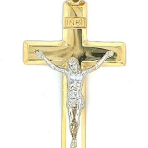 8MM Square Edge Crucifix Pendant 10KT TT/53MM *CLEARANCE-FINAL SALE*