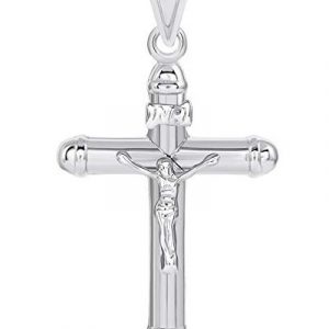 5MM Dome Tube Crucifix Pendant 10KT WG/42MM  *SOLD AS IS-SLIGHT DENT-FINAL SALE*    *CLEARANCE-FINAL SALE*