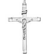 5MM Beveled Edge Square Tube Crucifix Pendant 10KT WG/50MM