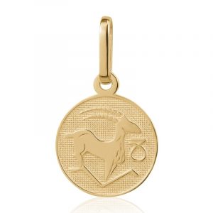 Capricorn Zodiac Round 12mm Disc Engravable Pendant Engravable 10KT 12MM/Capricorn