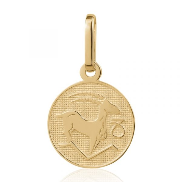 Capricorn Zodiac Round 12mm Disc Engravable Pendant Engravable 10KT 12MM/Capricorn