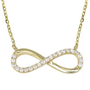 Infinity Cubic Zirconia Adjustable 16-18" Necklace 10KT/20MM