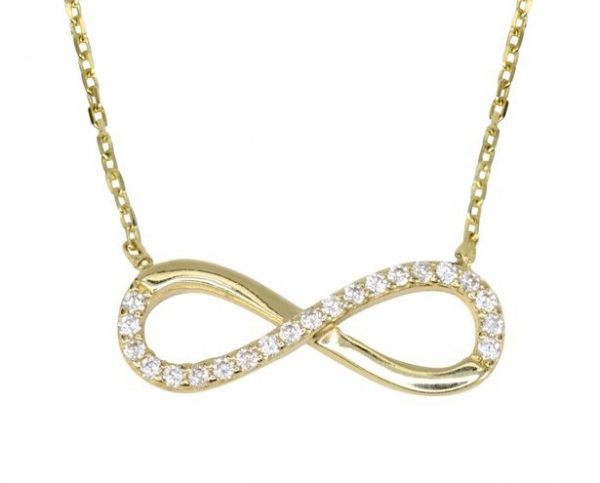 Infinity Cubic Zirconia Adjustable 16-18" Necklace 10KT/20MM