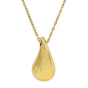 Large Rain Drop Slider Puffed Pendant with 16-18" Adjustable Chain 10KT/18MM