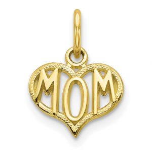 MOM  with Heart Frame Pendant 10KT/10MM