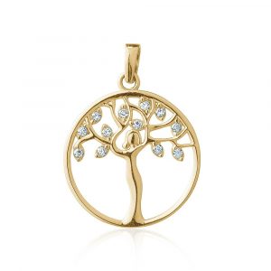 Tree of Life with Cubic Zirconia Pendant 10KT/17MM