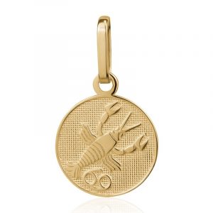 Cancer Zodiac Round Disc Pendant Engravable 10KT 12MM/Cancer