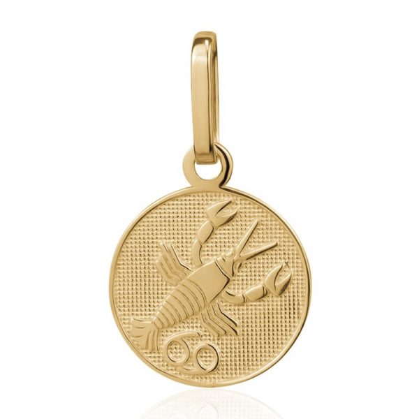Cancer Zodiac Round Disc Pendant Engravable 10KT 12MM/Cancer