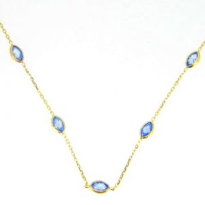 Sim. Bl.Topaz Marquise Multi Bezel Dainty 16-18" Necklace 10KT